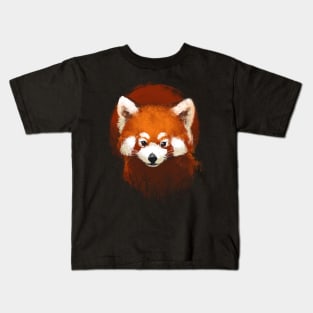 Red panda sunset - Cute Fluffy Animal - Ink Painting Kids T-Shirt